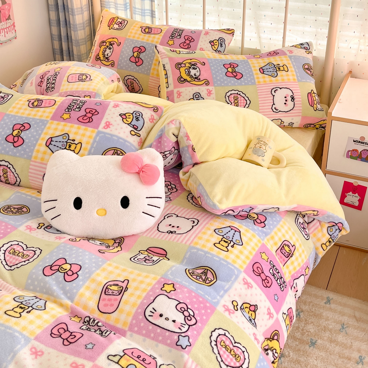 91家纺网 家纺一手货源 找家纺 贝扬思家纺 2025新款软fufu加厚保暖可爱系牛奶绒宿舍床套件系列（小红书推荐）（提供买家秀） 少女心