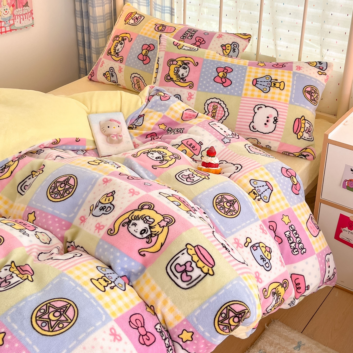 91家纺网 家纺一手货源 找家纺 贝扬思家纺 2025新款软fufu加厚保暖可爱系牛奶绒宿舍床套件系列（小红书推荐）（提供买家秀） 少女心