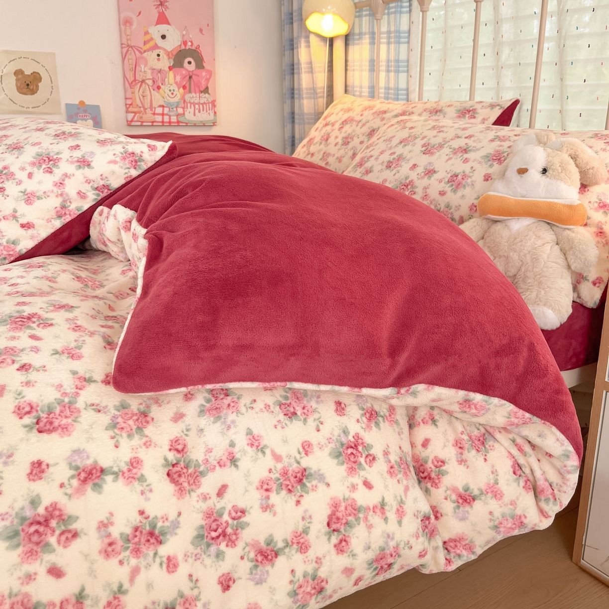 91家纺网 家纺一手货源 找家纺 贝扬思家纺 2025新款软fufu加厚保暖可爱系牛奶绒宿舍床套件系列（小红书推荐）（提供买家秀） 疏影