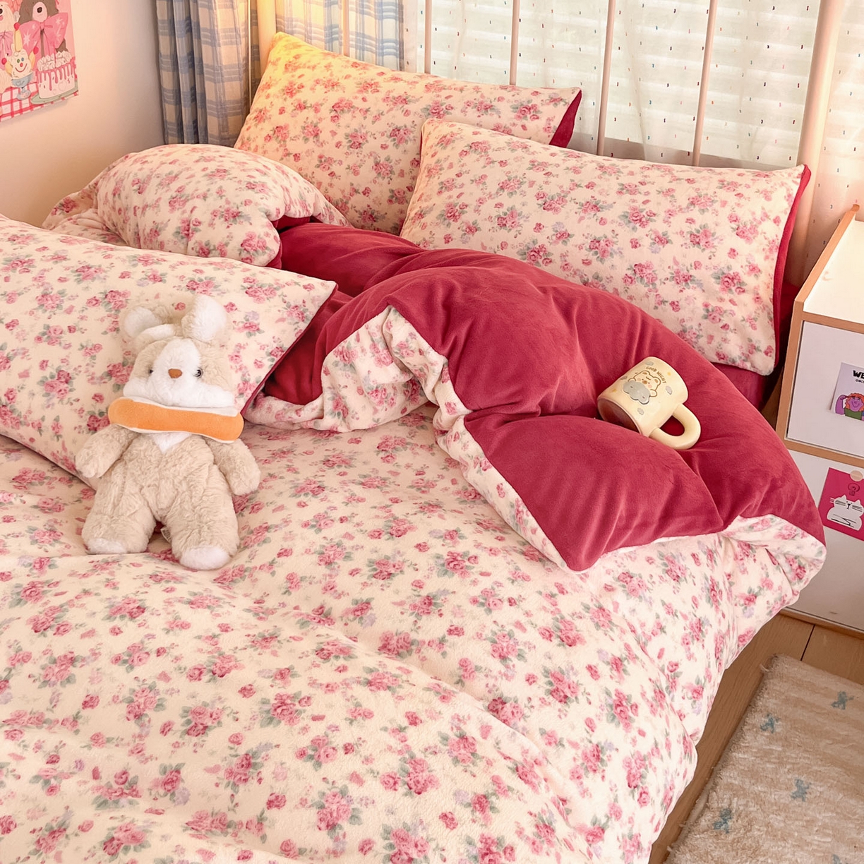 91家纺网 家纺一手货源 找家纺 贝扬思家纺 2025新款软fufu加厚保暖可爱系牛奶绒宿舍床套件系列（小红书推荐）（提供买家秀） 疏影