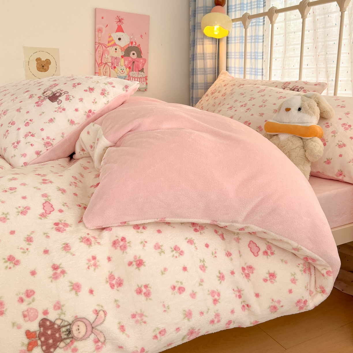 91家纺网 家纺一手货源 找家纺 贝扬思家纺 2025新款软fufu加厚保暖可爱系牛奶绒宿舍床套件系列（小红书推荐）（提供买家秀） 小兔舞