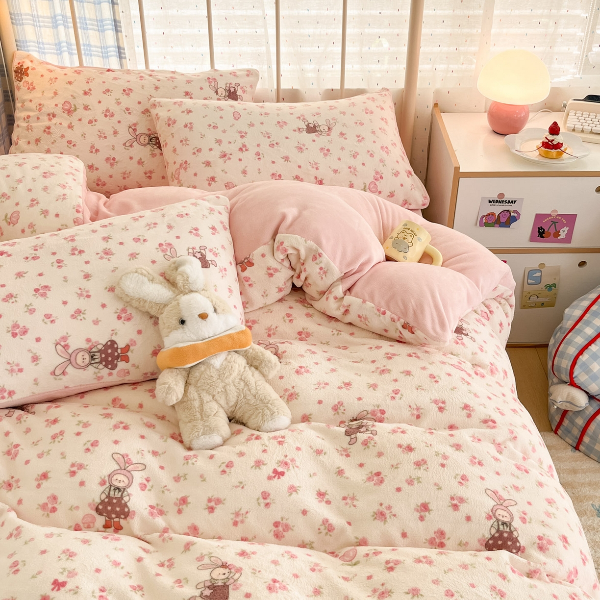 91家纺网 家纺一手货源 找家纺 贝扬思家纺 2025新款软fufu加厚保暖可爱系牛奶绒宿舍床套件系列（小红书推荐）（提供买家秀） 小兔舞