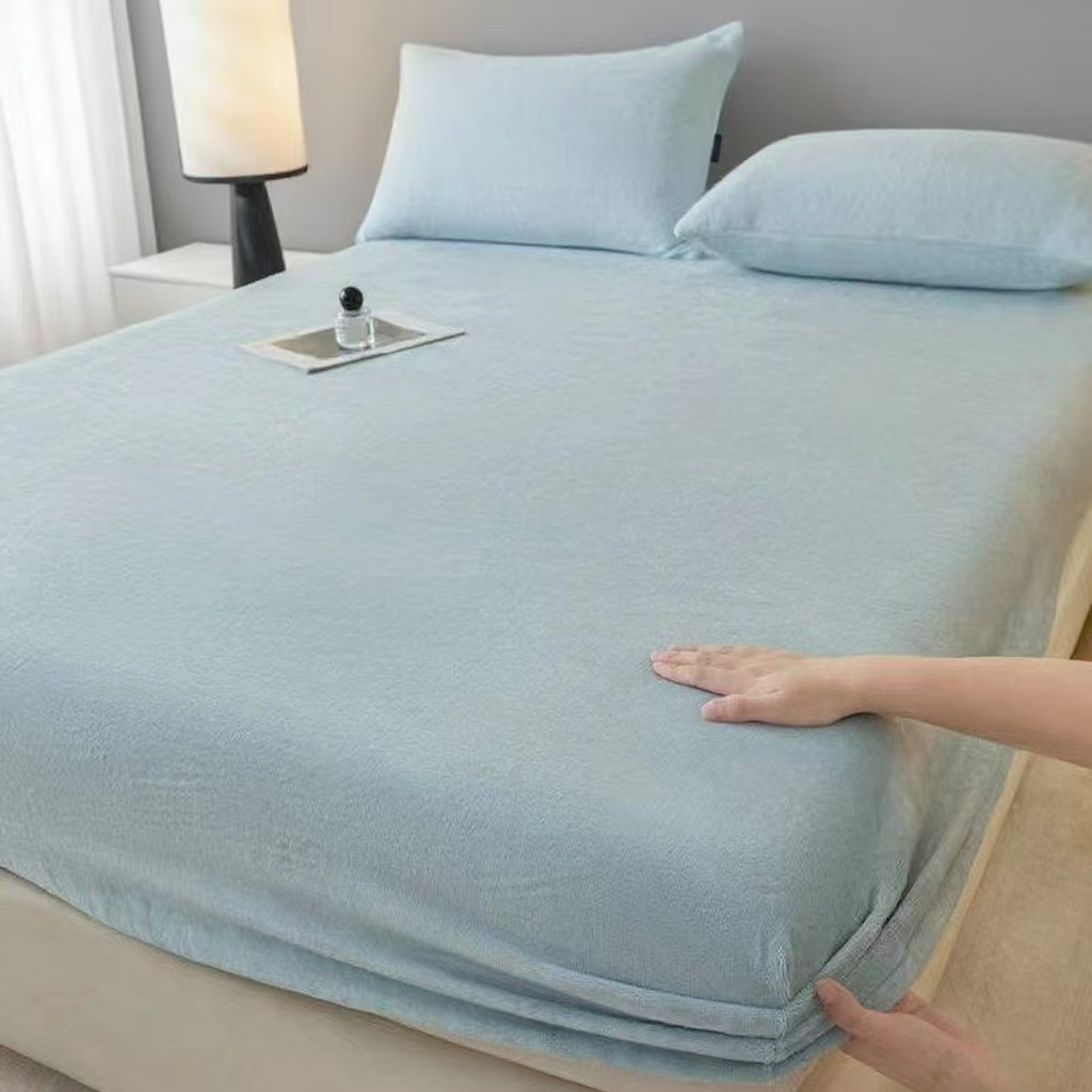 91家纺网 家纺一手货源 找家纺 （总）世爵 2025新款简约纯色牛奶绒床笠单床笠床笠单件床垫保护套