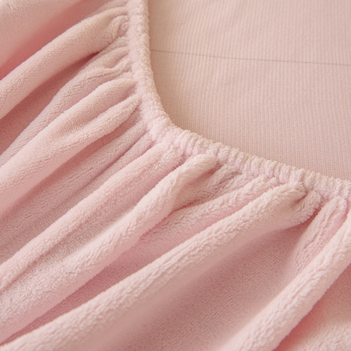 91家纺网 家纺一手货源 找家纺 世爵 2025新款简约纯色牛奶绒床笠单床笠床笠单件床垫保护套 浅粉