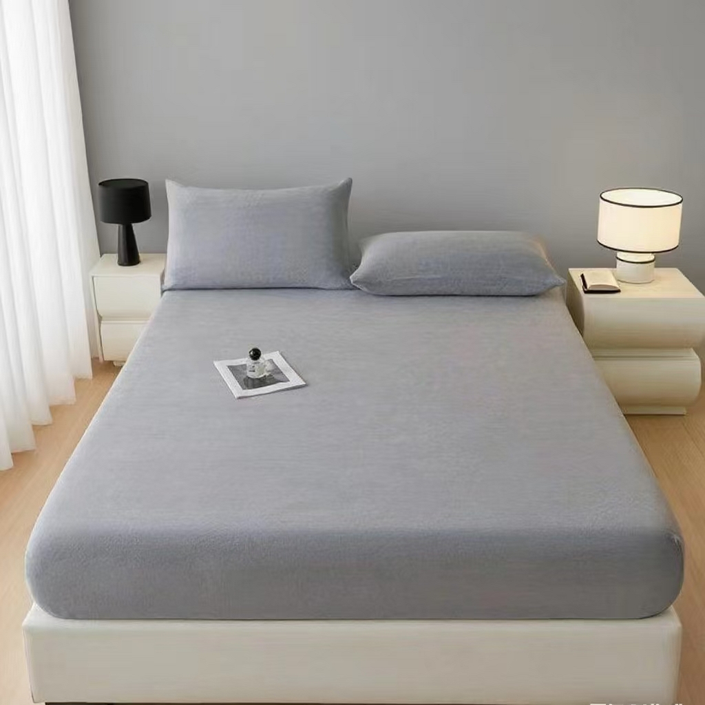 91家纺网 家纺一手货源 找家纺 世爵 2025新款简约纯色牛奶绒床笠单床笠床笠单件床垫保护套 高级灰