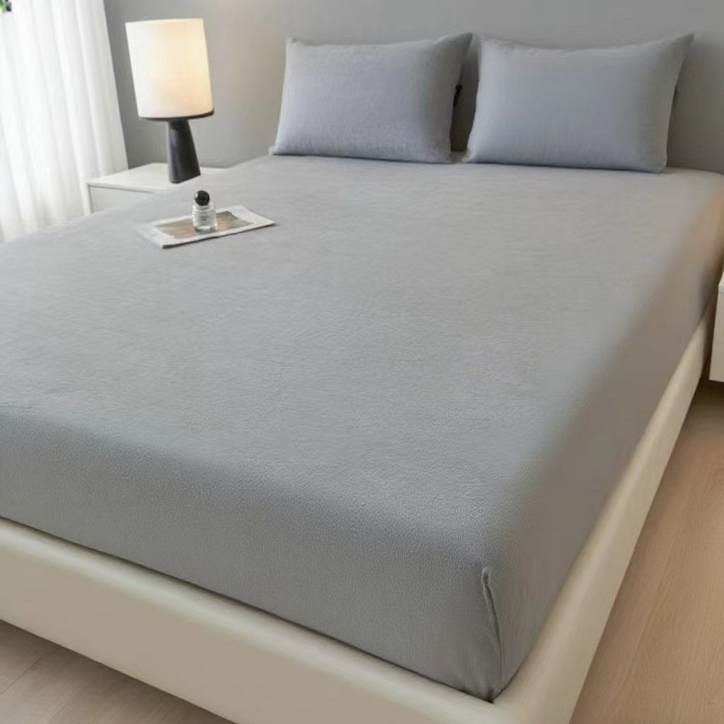 91家纺网 家纺一手货源 找家纺 世爵 2025新款简约纯色牛奶绒床笠单床笠床笠单件床垫保护套 高级灰