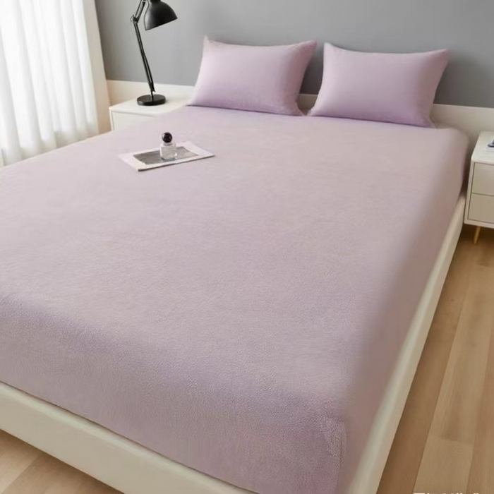91家纺网 家纺一手货源 找家纺 世爵 2025新款简约纯色牛奶绒床笠单床笠床笠单件床垫保护套 紫色