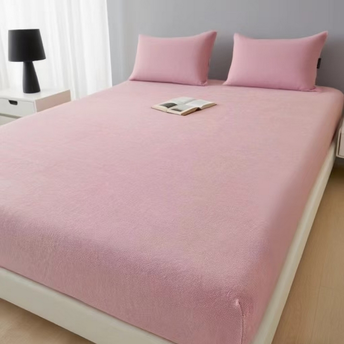 91家纺网 家纺一手货源 找家纺 世爵 2025新款简约纯色牛奶绒床笠单床笠床笠单件床垫保护套 豆粉