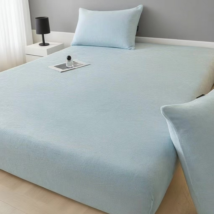 91家纺网 家纺一手货源 找家纺 世爵 2025新款简约纯色牛奶绒床笠单床笠床笠单件床垫保护套 天蓝