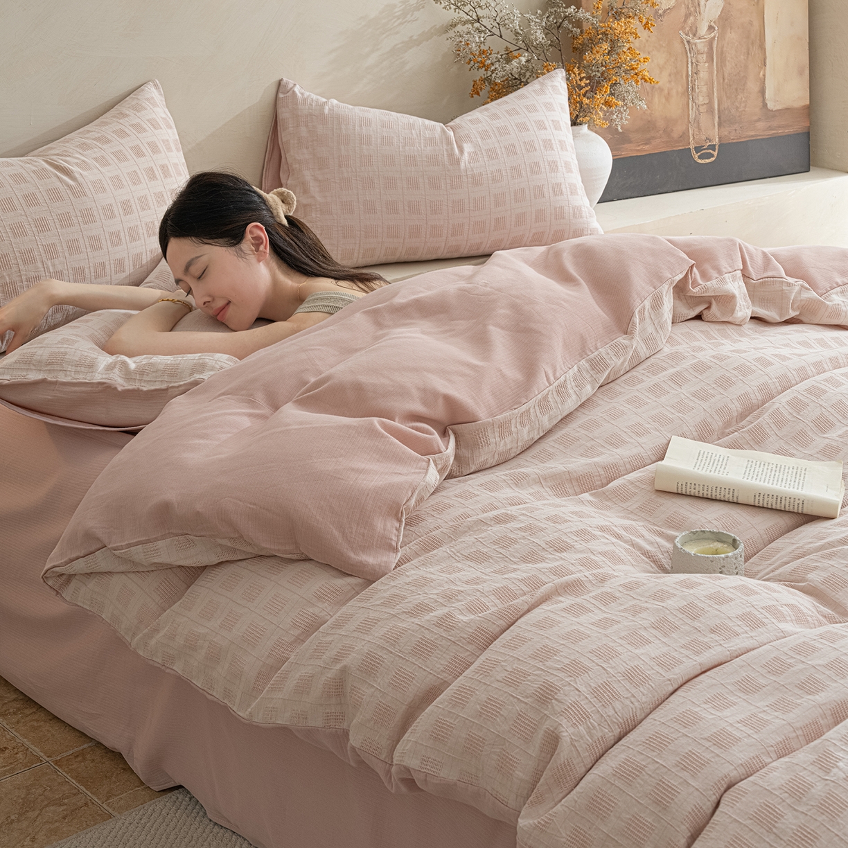 91家纺网 家纺一手货源 找家纺 （总）典曼家纺 2025新款棉麻提花磨毛四件套-禾屿