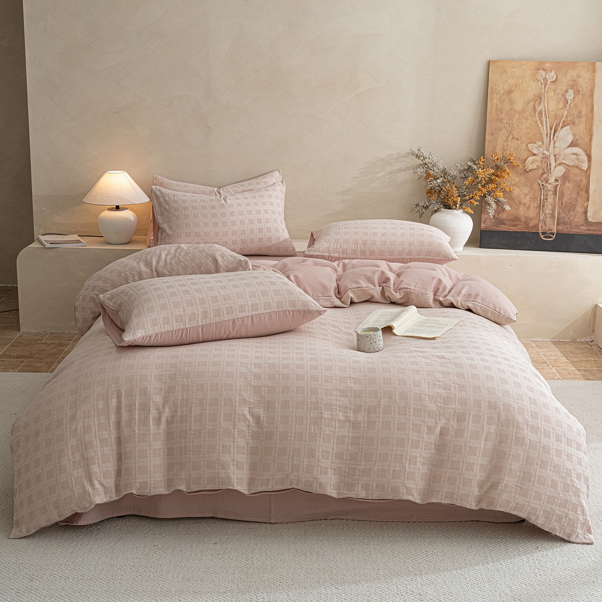 91家纺网 家纺一手货源 找家纺 （总）典曼家纺 2025新款棉麻提花磨毛四件套-禾屿