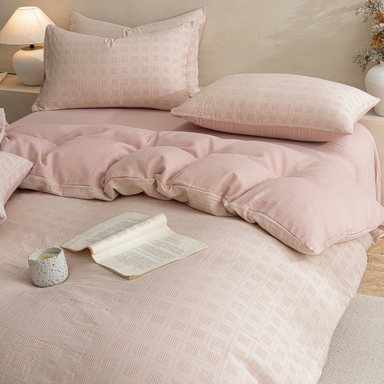 91家纺网 家纺一手货源 找家纺 （总）典曼家纺 2025新款棉麻提花磨毛四件套-禾屿