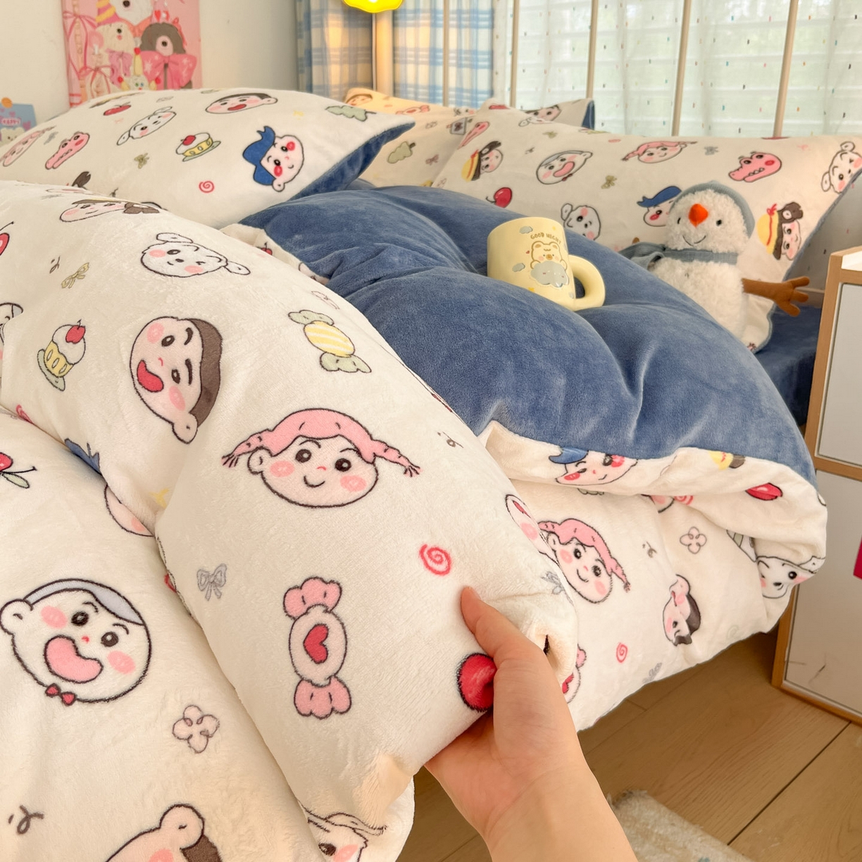 91家纺网 家纺一手货源 找家纺 贝扬思家纺 2025新款软fufu加厚保暖可爱系牛奶绒宿舍床套件系列（小红书推荐）（提供买家秀） 小小新