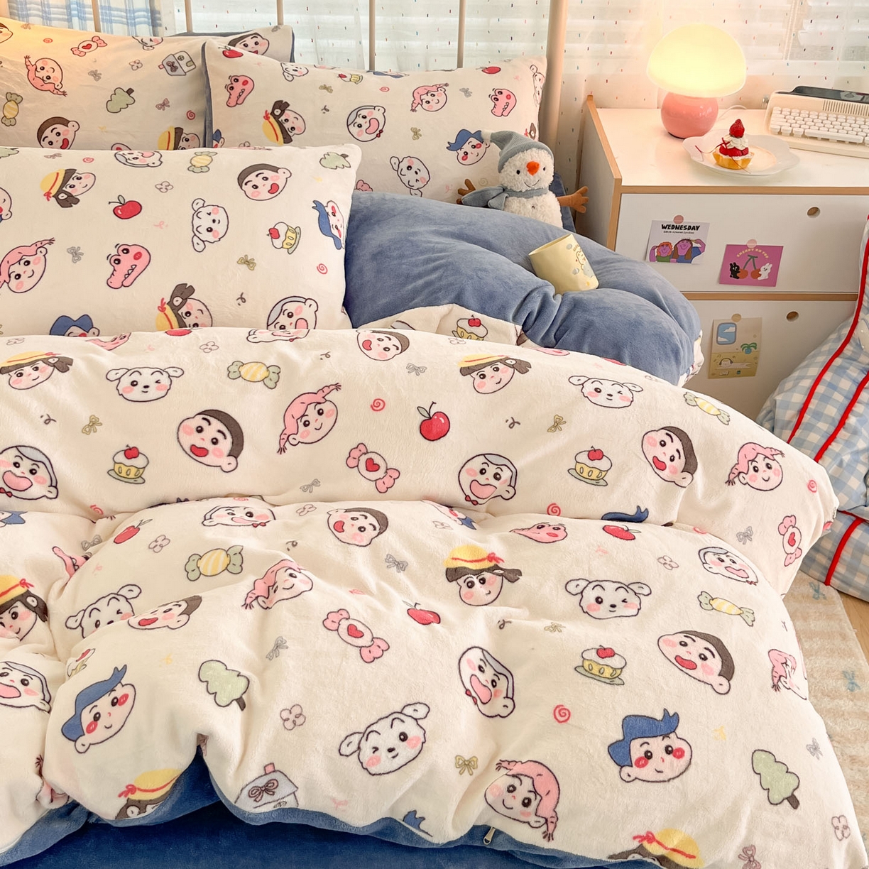 91家纺网 家纺一手货源 找家纺 贝扬思家纺 2025新款软fufu加厚保暖可爱系牛奶绒宿舍床套件系列（小红书推荐）（提供买家秀） 小小新