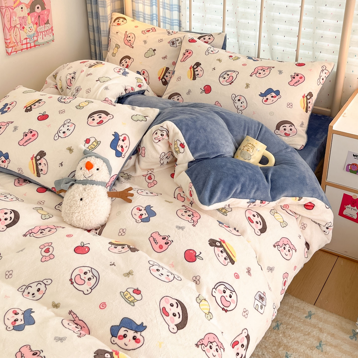 91家纺网 家纺一手货源 找家纺 贝扬思家纺 2025新款软fufu加厚保暖可爱系牛奶绒宿舍床套件系列（小红书推荐）（提供买家秀） 小小新