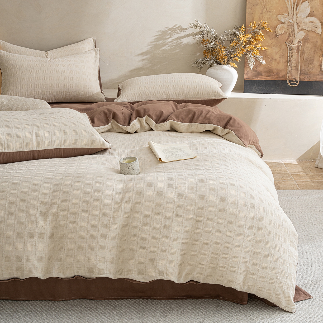 91家纺网 家纺一手货源 找家纺 （总）典曼家纺 2025新款棉麻提花磨毛四件套-禾屿