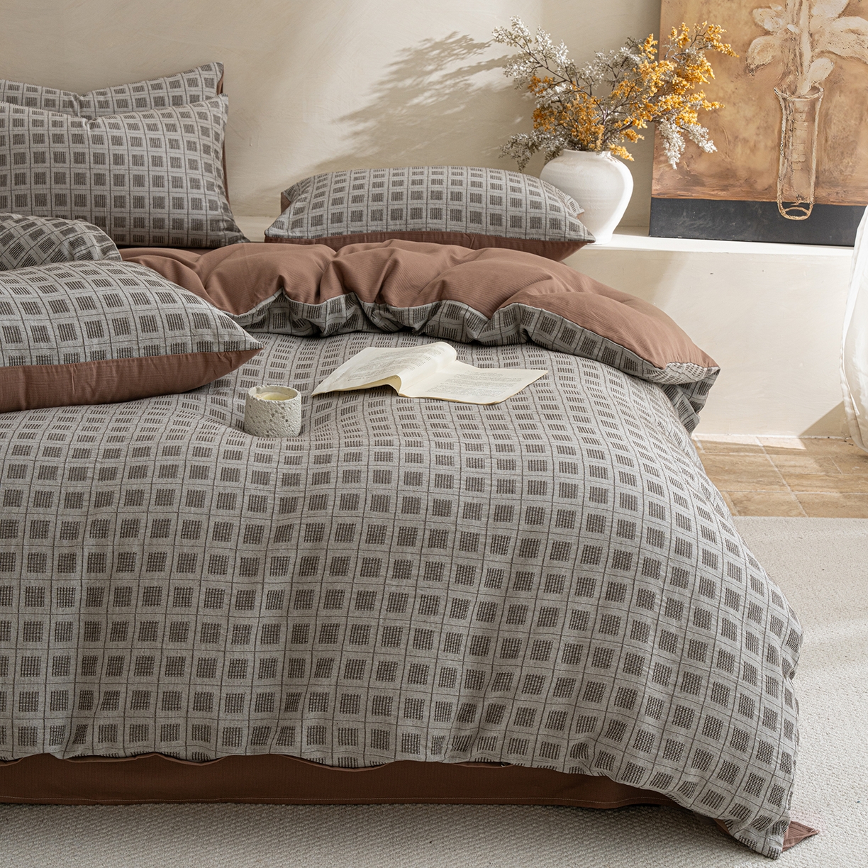 91家纺网 家纺一手货源 找家纺 （总）典曼家纺 2025新款棉麻提花磨毛四件套-禾屿