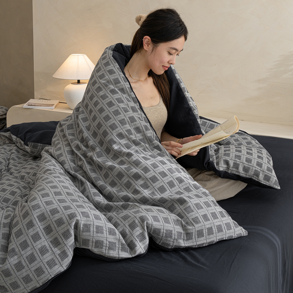 91家纺网 家纺一手货源 找家纺 典曼家纺 2025新款棉麻提花磨毛四件套-禾屿 禾屿-兰