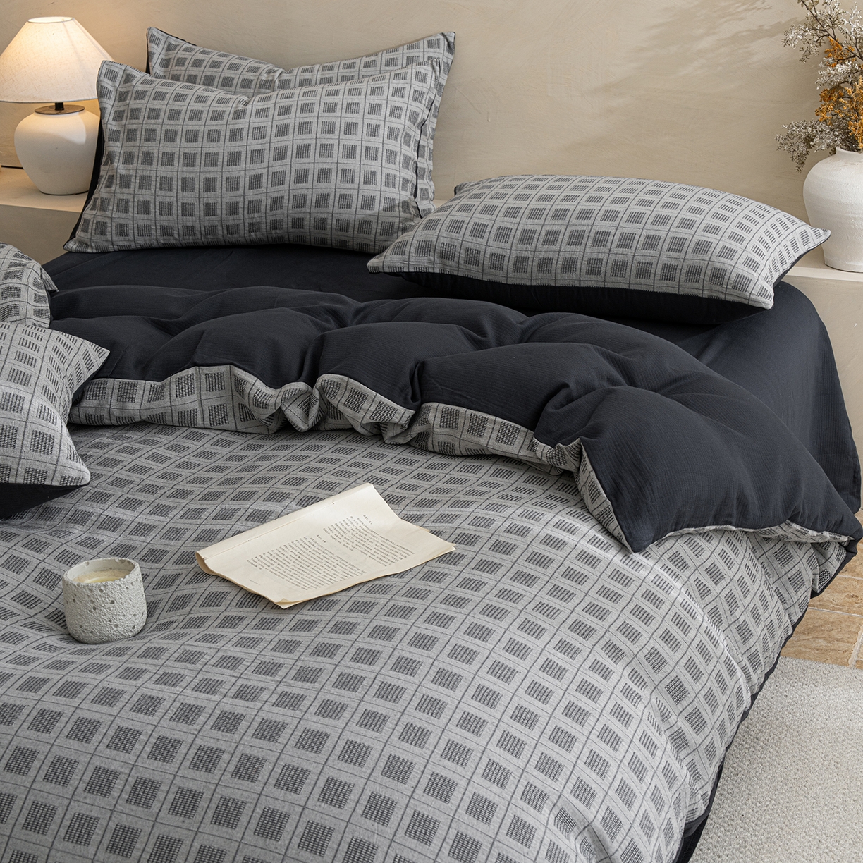 91家纺网 家纺一手货源 找家纺 典曼家纺 2025新款棉麻提花磨毛四件套-禾屿 禾屿-兰