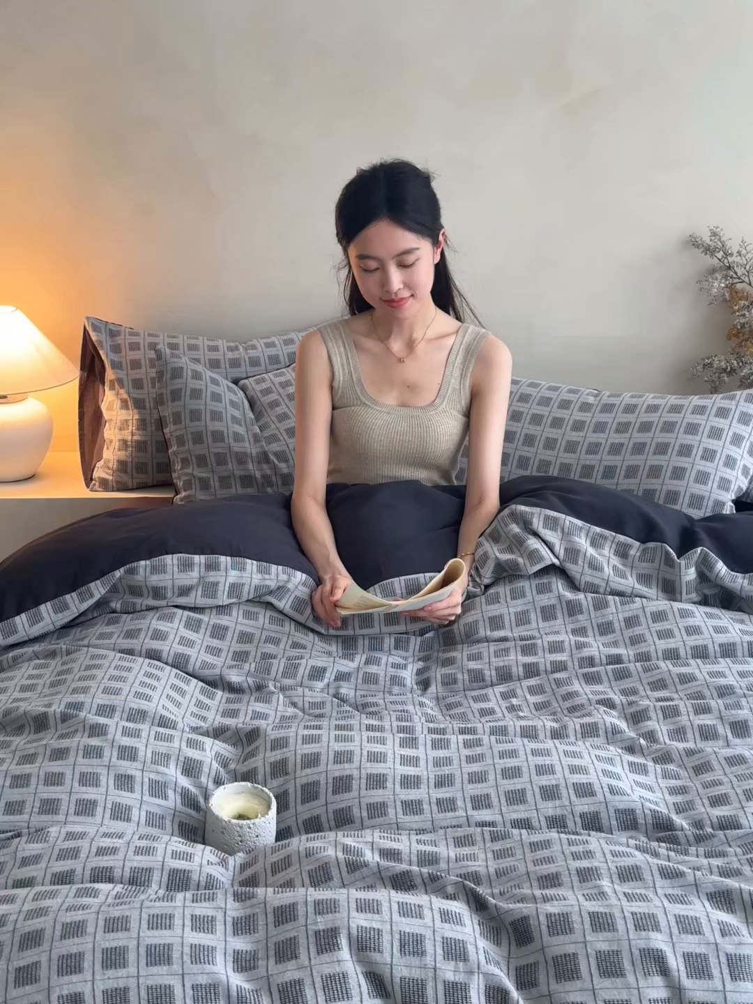 91家纺网 家纺一手货源 找家纺 典曼家纺 2025新款棉麻提花磨毛四件套-禾屿 禾屿-兰