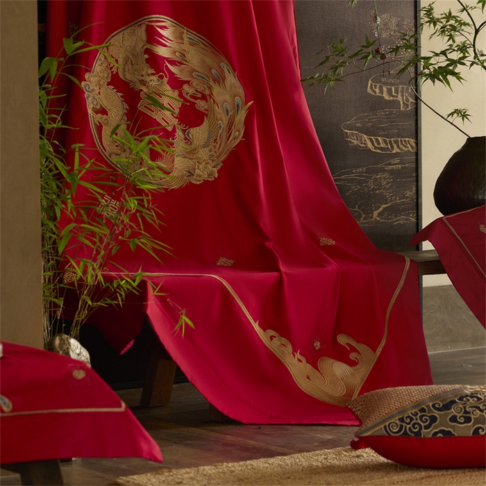 91家纺网 家纺一手货源 找家纺 高大尚婚庆馆 2025秋冬新款长绒棉臻棉系列婚庆款多件套龙凤添喜