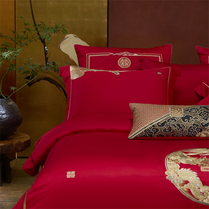 91家纺网 家纺一手货源 找家纺 高大尚婚庆馆 2025秋冬新款长绒棉臻棉系列婚庆款多件套龙凤添喜