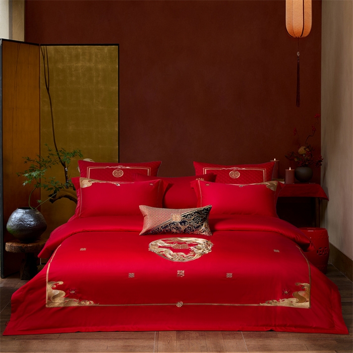 高大尚婚庆馆 2025秋冬新款长绒棉臻棉系列婚庆款多件套龙凤添喜