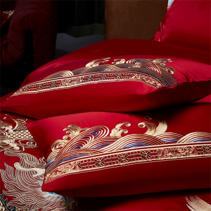 91家纺网 家纺一手货源 找家纺 高大尚婚庆馆 2025秋冬新款长绒棉臻棉系列婚庆款多件套龙凤添喜