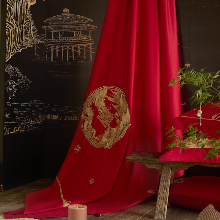 91家纺网 家纺一手货源 找家纺 高大尚婚庆馆 2025秋冬新款长绒棉臻棉系列婚庆款多件套龙凤添喜