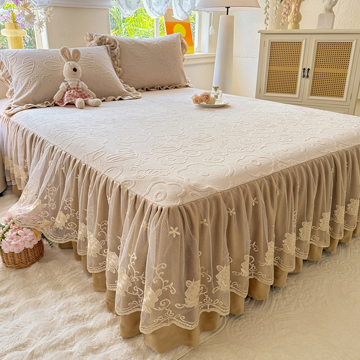 91家纺网 家纺一手货源 找家纺 （总）美达家纺 2025新款牛奶绒雕花系列单床裙