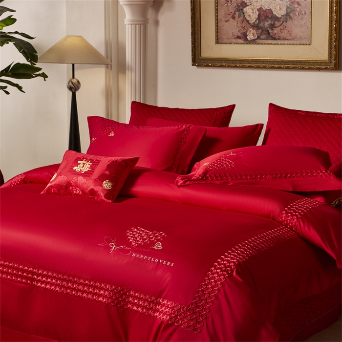 91家纺网 家纺一手货源 找家纺 高大尚婚庆馆 2025秋冬新款长绒棉臻棉系列婚庆款多件套星河花海