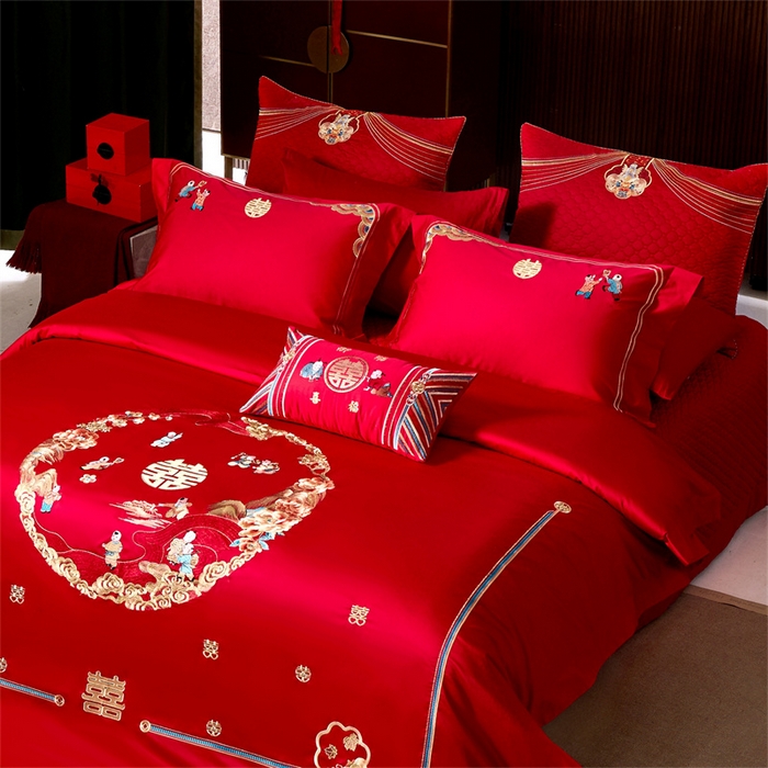 91家纺网 家纺一手货源 找家纺 高大尚婚庆馆 2025秋冬新款长绒棉臻棉系列婚庆款多件套富贵满园