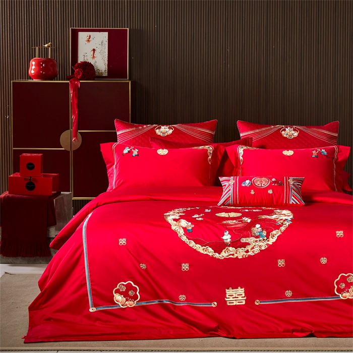 91家纺网 家纺一手货源 找家纺 高大尚婚庆馆 2025秋冬新款长绒棉臻棉系列婚庆款多件套富贵满园