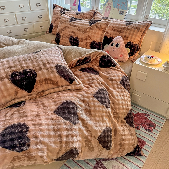 91家纺网 家纺一手货源 找家纺 （总）家贝爱 2025新款加厚牛奶绒泡泡兔毛绒四件套