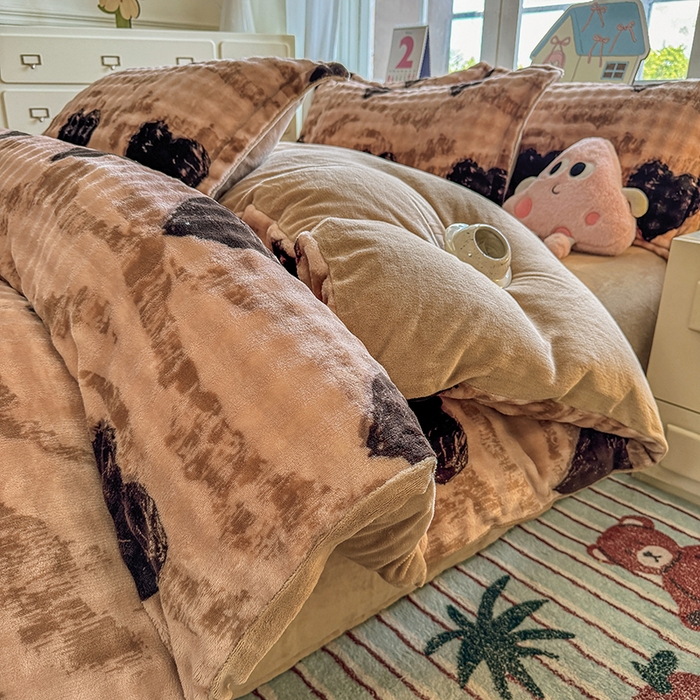 91家纺网 家纺一手货源 找家纺 （总）家贝爱 2025新款加厚牛奶绒泡泡兔毛绒四件套