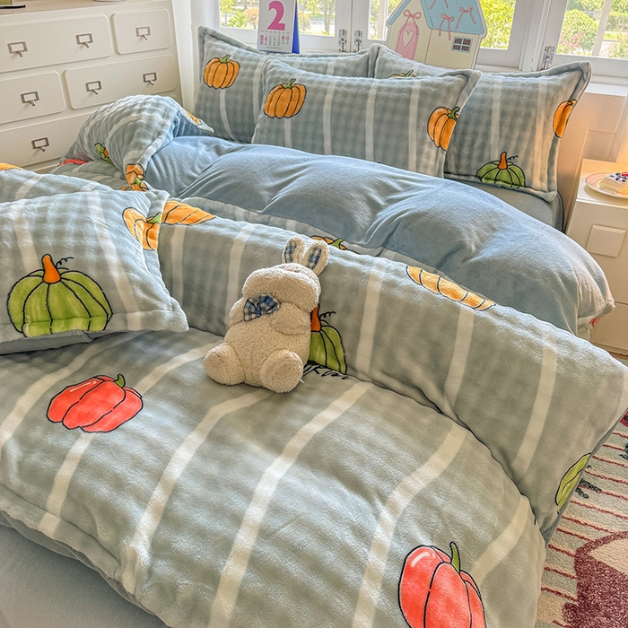 91家纺网 家纺一手货源 找家纺 （总）家贝爱 2025新款加厚牛奶绒泡泡兔毛绒四件套