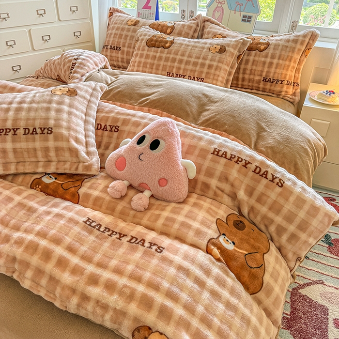 91家纺网 家纺一手货源 找家纺 （总）家贝爱 2025新款加厚牛奶绒泡泡兔毛绒四件套