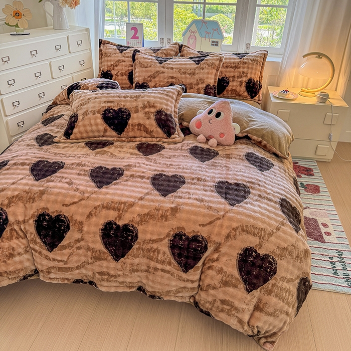 91家纺网 家纺一手货源 找家纺 （总）家贝爱 2025新款加厚牛奶绒泡泡兔毛绒四件套