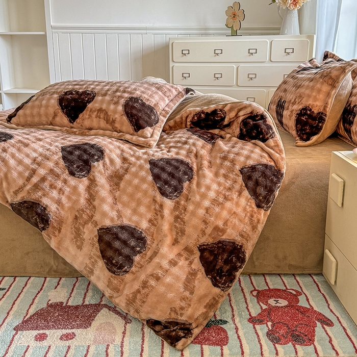 91家纺网 家纺一手货源 找家纺 （总）家贝爱 2025新款加厚牛奶绒泡泡兔毛绒四件套