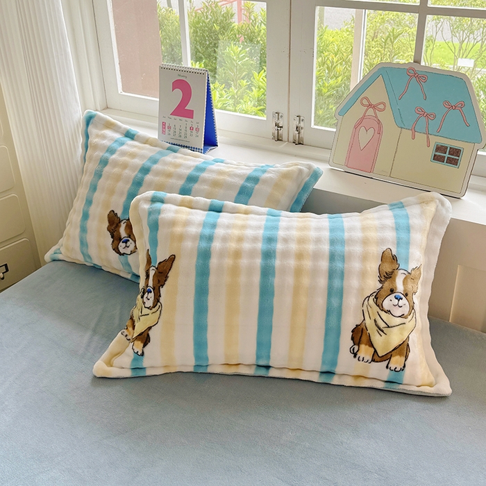 91家纺网 家纺一手货源 找家纺 家贝爱 2025新款加厚牛奶绒泡泡兔毛绒四件套 泡泡绒-哈哈狗