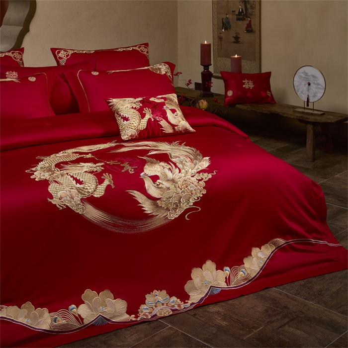 91家纺网 家纺一手货源 找家纺 （总）高大尚婚庆馆 2025新款长绒棉提花婚庆套件