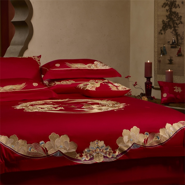 91家纺网 家纺一手货源 找家纺 （总）高大尚婚庆馆 2025新款长绒棉提花婚庆套件