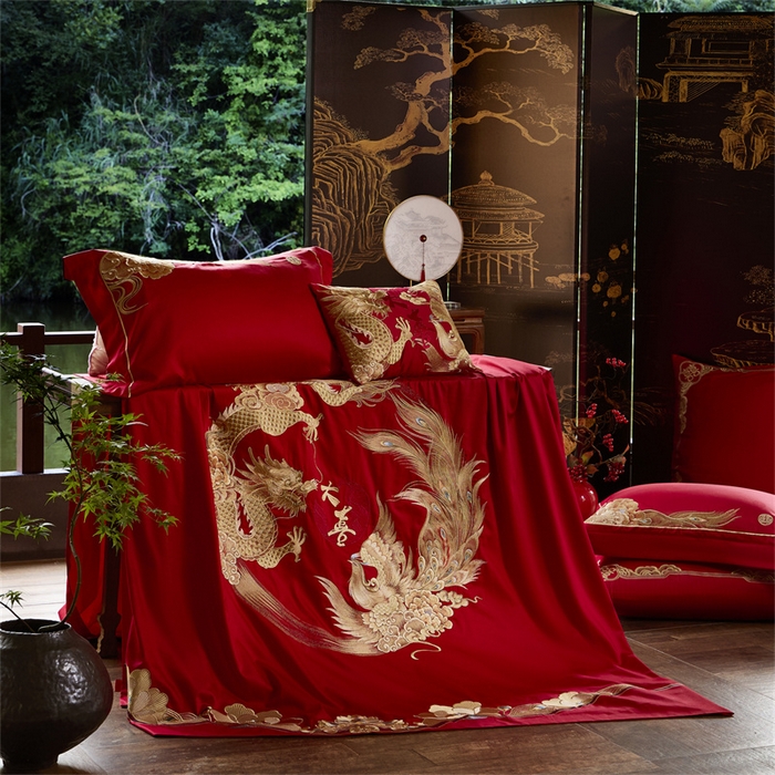 91家纺网 家纺一手货源 找家纺 （总）高大尚婚庆馆 2025新款长绒棉提花婚庆套件