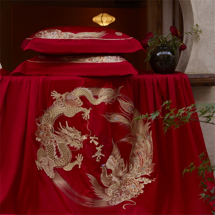 91家纺网 家纺一手货源 找家纺 （总）高大尚婚庆馆 2025新款长绒棉提花婚庆套件