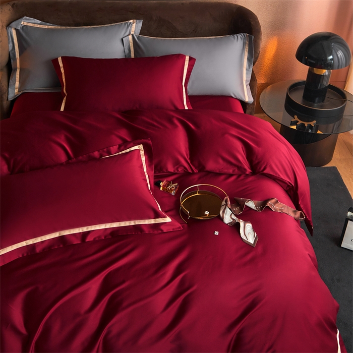 91家纺网 家纺一手货源 找家纺 （总）初拾 2022新款全棉贡缎拼接款四件套-雅