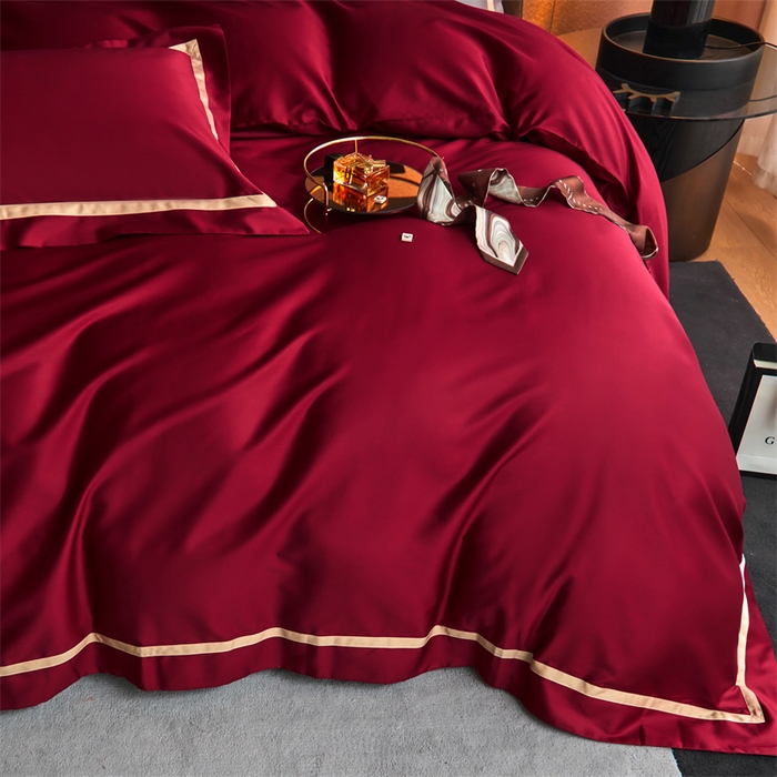 91家纺网 家纺一手货源 找家纺 （总）初拾 2022新款全棉贡缎拼接款四件套-雅