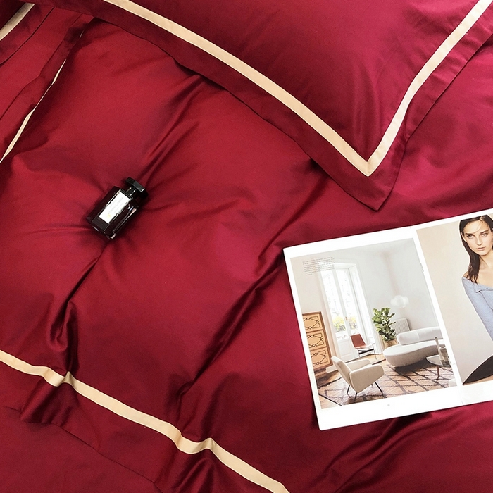 91家纺网 家纺一手货源 找家纺 （总）初拾 2022新款全棉贡缎拼接四件套实拍图-雅