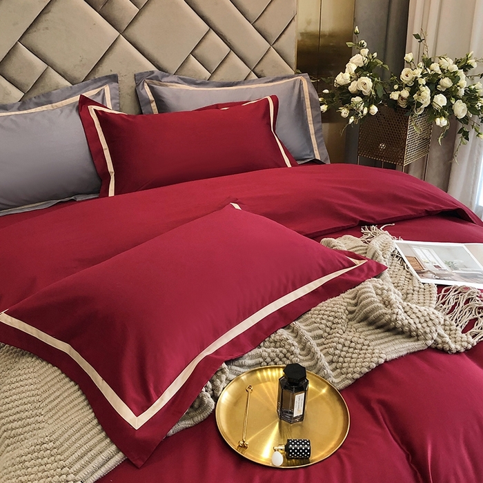 91家纺网 家纺一手货源 找家纺 （总）初拾 2022新款全棉贡缎拼接四件套实拍图-雅