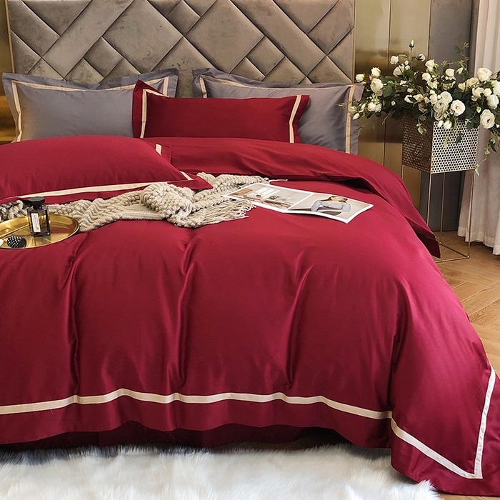 91家纺网 家纺一手货源 找家纺 （总）初拾 2022新款全棉贡缎拼接四件套实拍图-雅