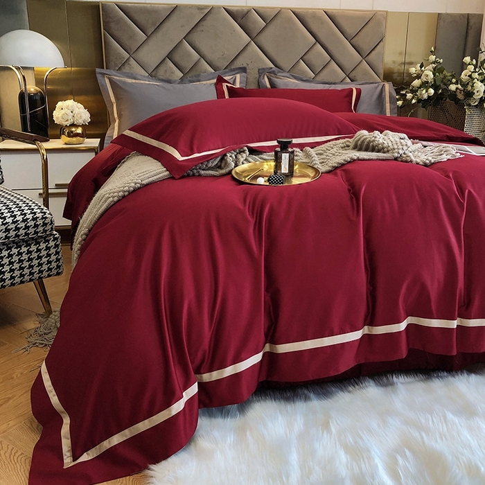 91家纺网 家纺一手货源 找家纺 （总）初拾 2022新款全棉贡缎拼接四件套实拍图-雅